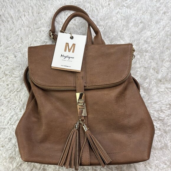 Miztique The Diana Utilitarian Vegan Leather Womens Backpack Purse Tan NWT main image 9